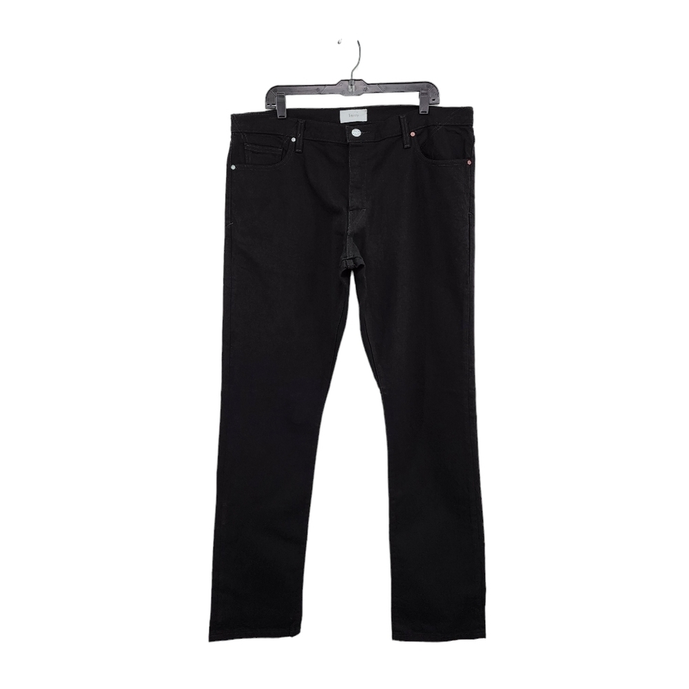 Triarchy Men's Cotton Slim Straight Button Fly Fit Jeans Black Size 34